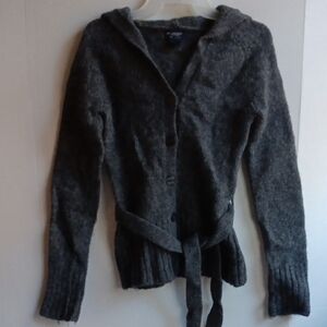 AMERICAN EAGLE OUTFITTERS GRAY WOOL CARDIGAN WITH  BELT